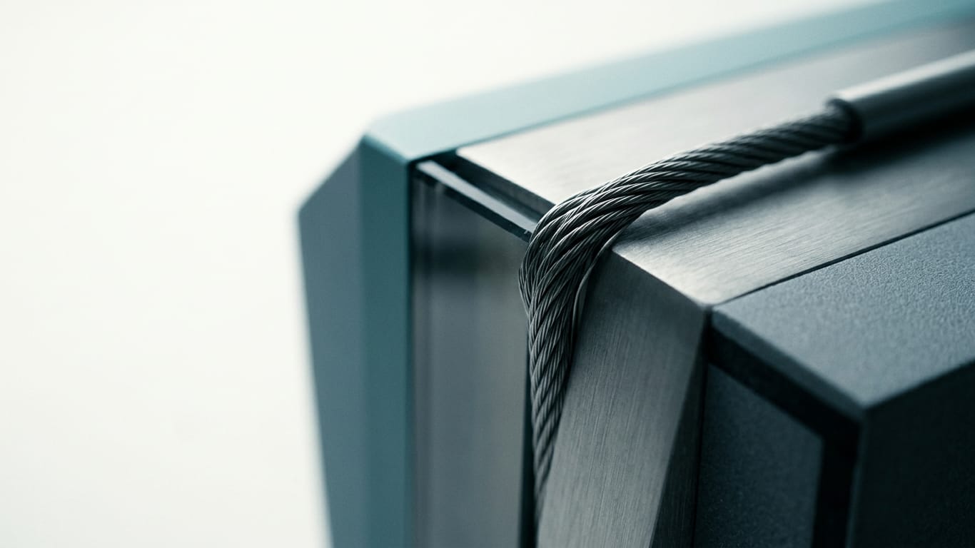 Illustration for this article: what you must be able to demonstrate about AI content from 2 August 2026. A steel cable under visible tension, strands separating where it passes over an edge.
