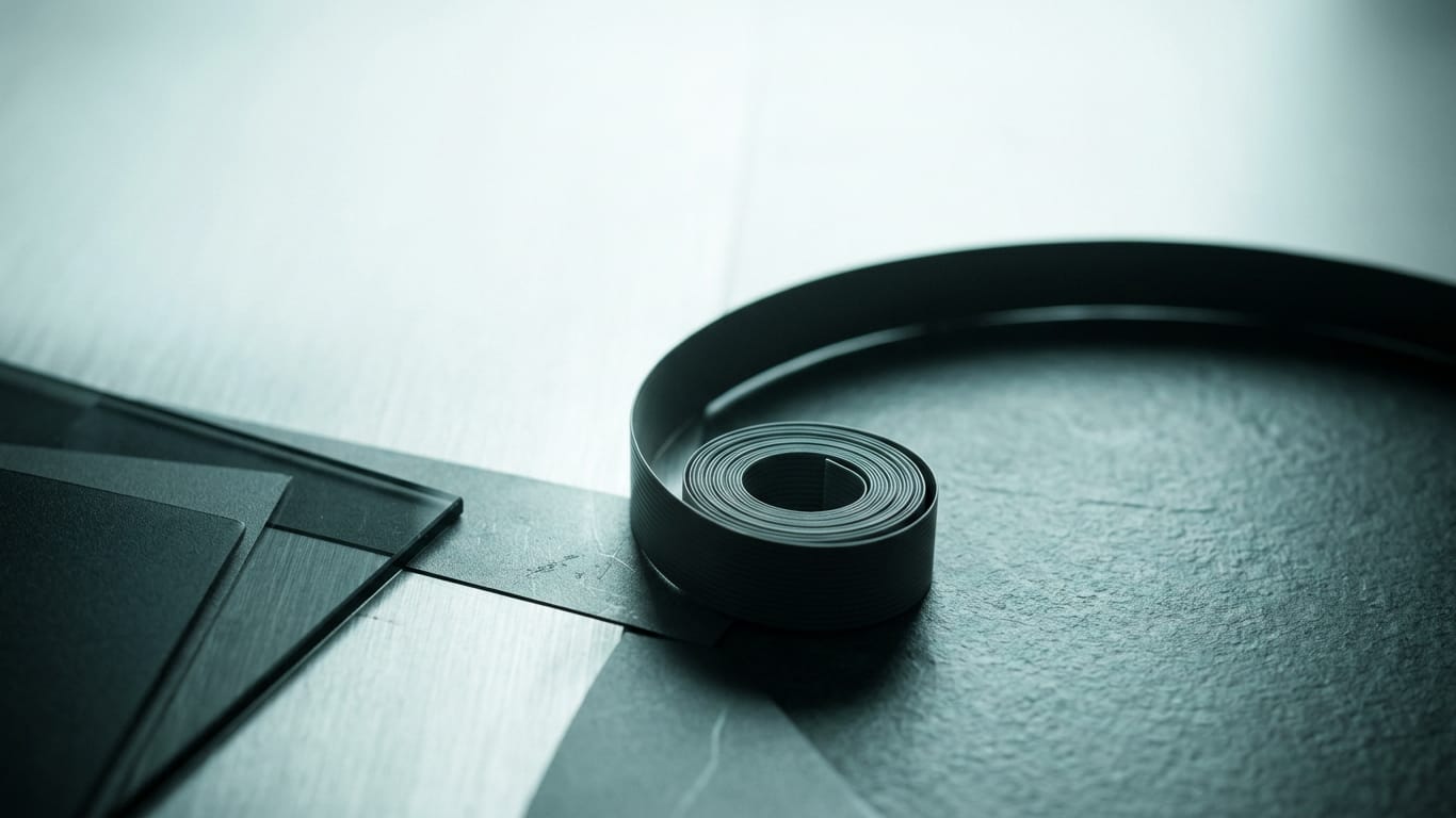 Illustration for this article: Microsoft shifts AI governance from policy document to runtime enforcement. A coil of unbranded ribbon cable unspooling across a matte floor into darkness.