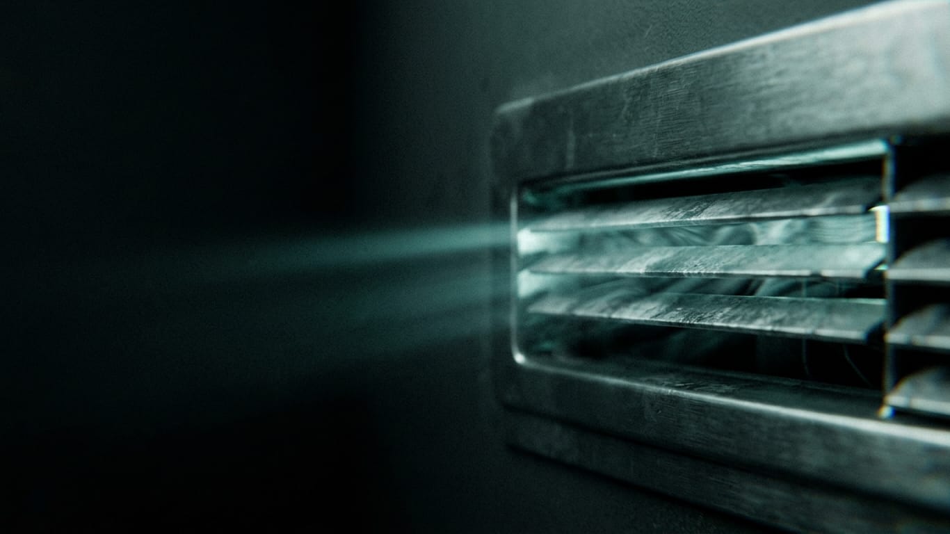 Illustration for this article: Mistral raises €3 billion. A ventilation grille in deep shadow, cold air distorting the light passing through it.