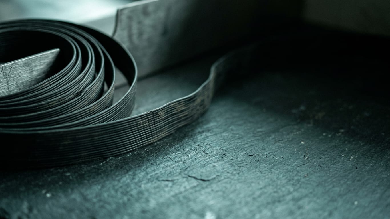 Illustration for this article: US argues for light AI regulation at G20 innovation summit in Raleigh-Durham. A coil of unbranded ribbon cable unspooling across a matte floor into darkness.